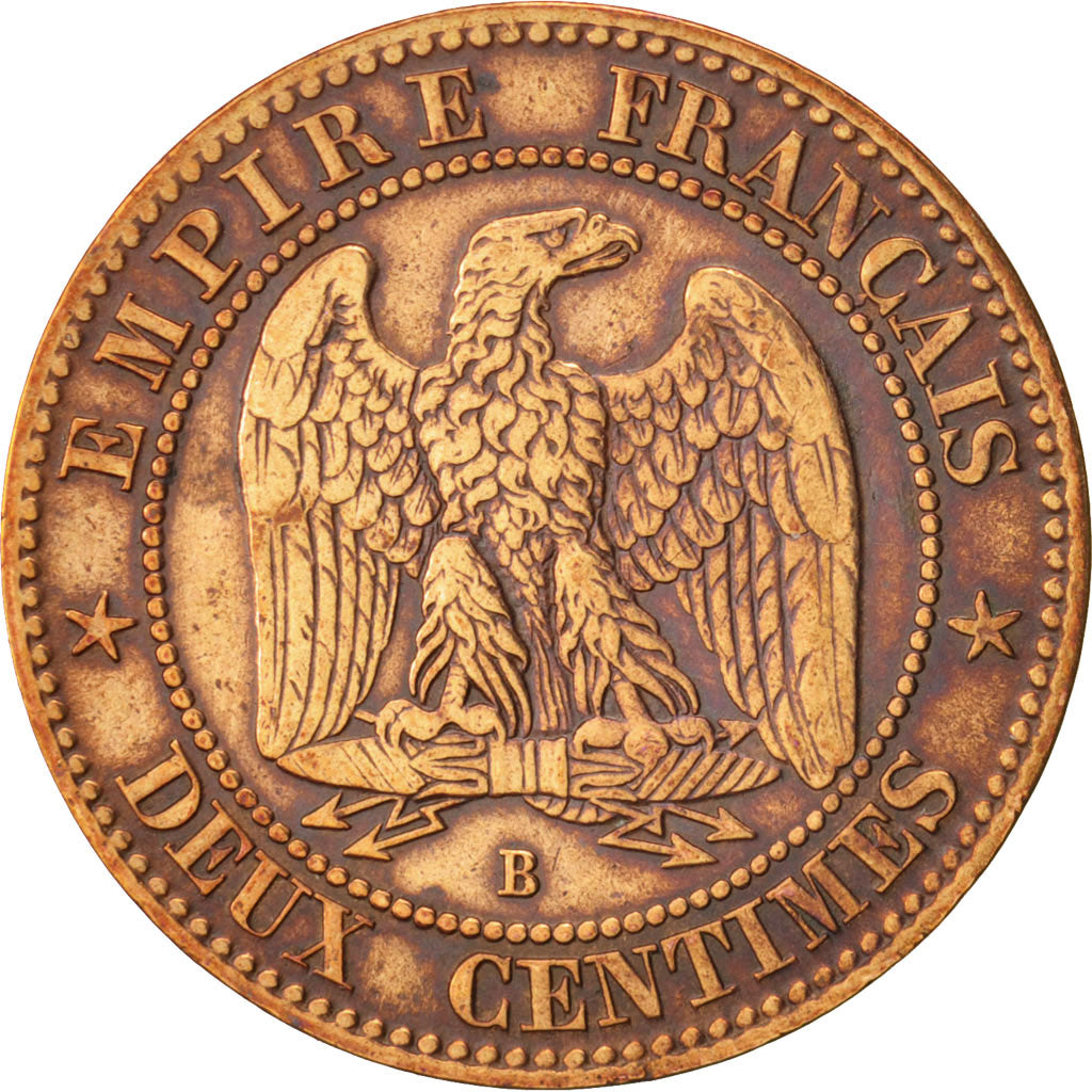 France, Napoleon III, 2 Centimes, 1855, Rouen, TB, Bronze, Gadoury 103