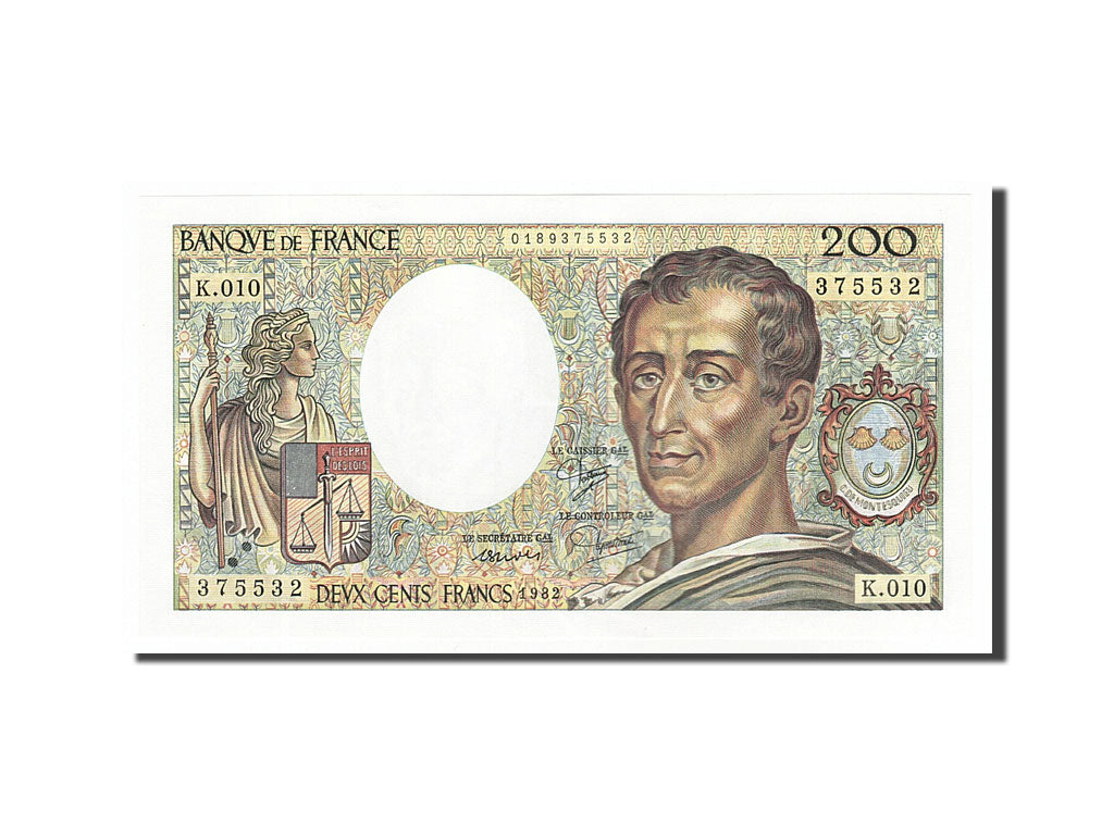 Banknote, France, 200 Francs, 200 F 1981-1994 ''Montesquieu'', 1982, UNC(65-70)