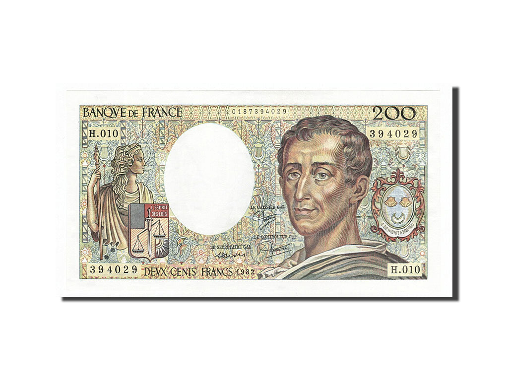 Geldschein, Frankreich, 200 Francs, 200 F 1981-1994 ''Montesquieu'', 1982, UNZ-