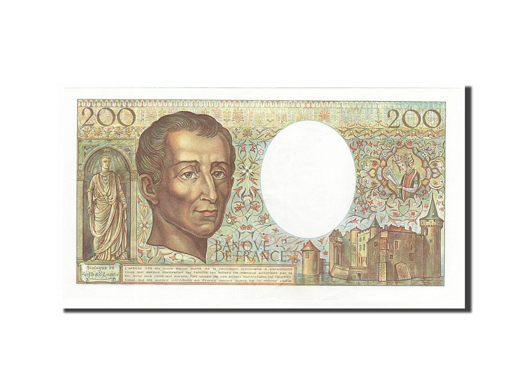 Geldschein, Frankreich, 200 Francs, 200 F 1981-1994 ''Montesquieu'', 1981, UNZ-