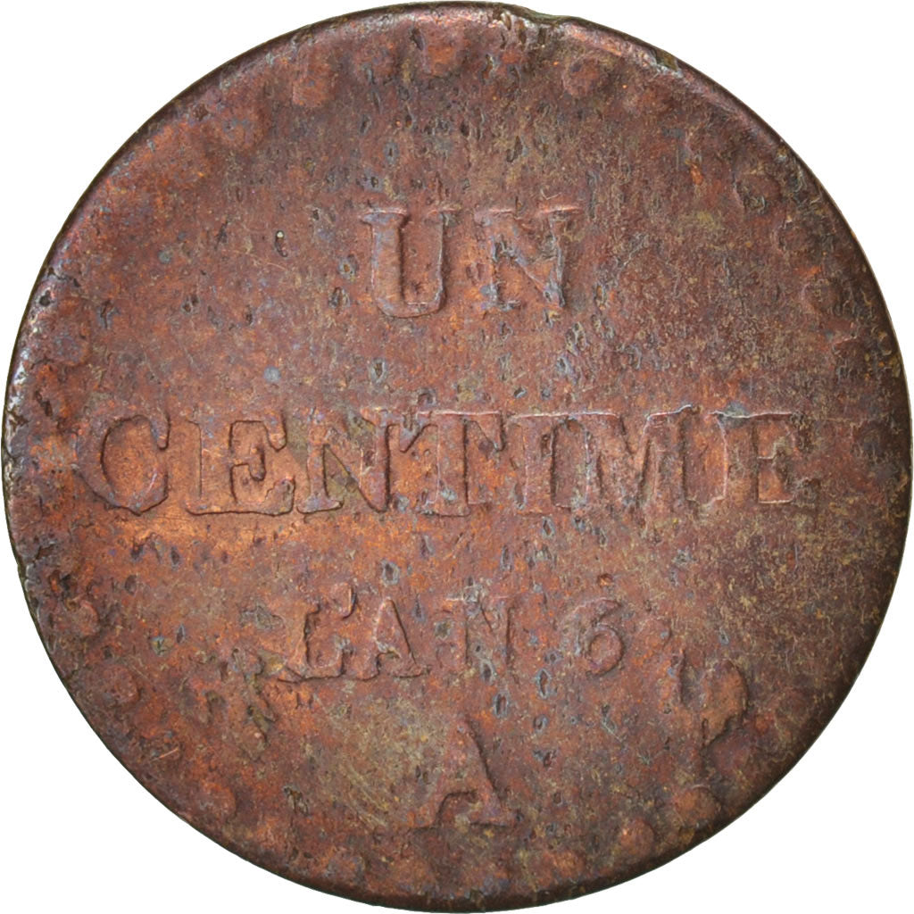Francia, Dupré, Centime, 1797, Paris, MB, Bronzo, KM:646, Gadoury:76