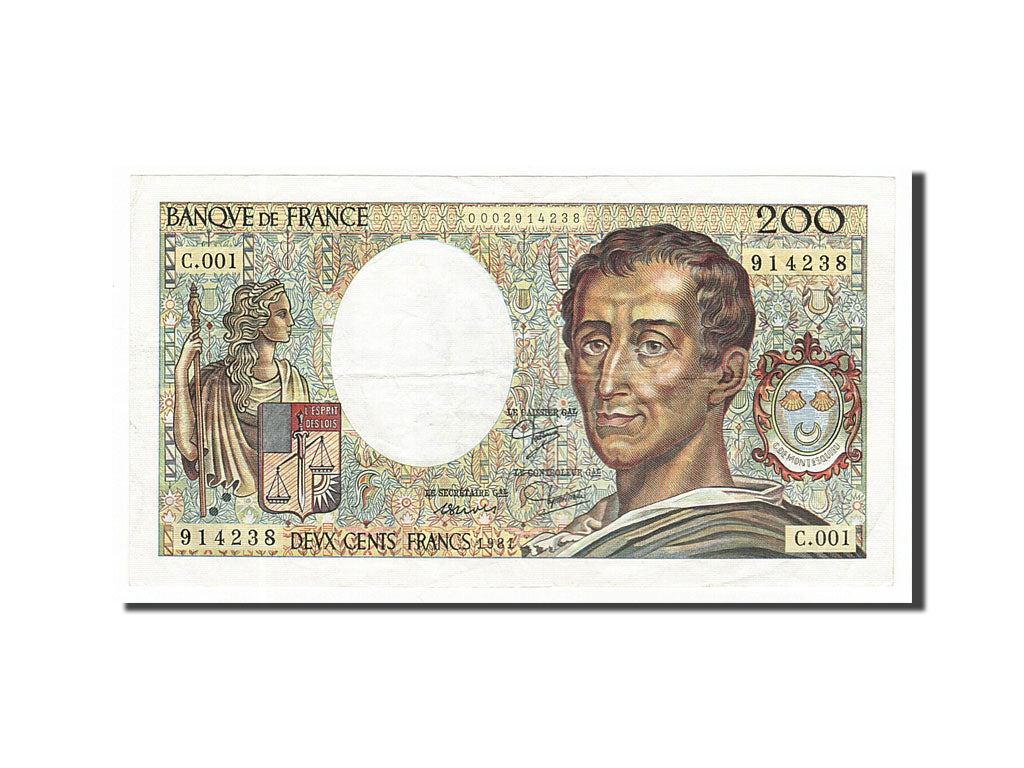 Banknote, France, 200 Francs, 200 F 1981-1994 ''Montesquieu'', 1981, EF(40-45)