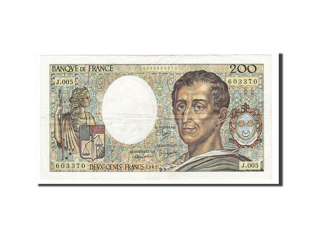 Banknote, France, 200 Francs, 200 F 1981-1994 ''Montesquieu'', 1981, EF(40-45)