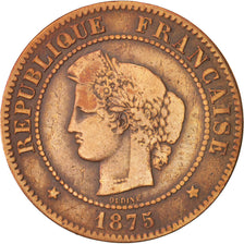 France, Cérès, 5 Centimes, 1875, Bordeaux, F(12-15), Bronze, KM:821.2