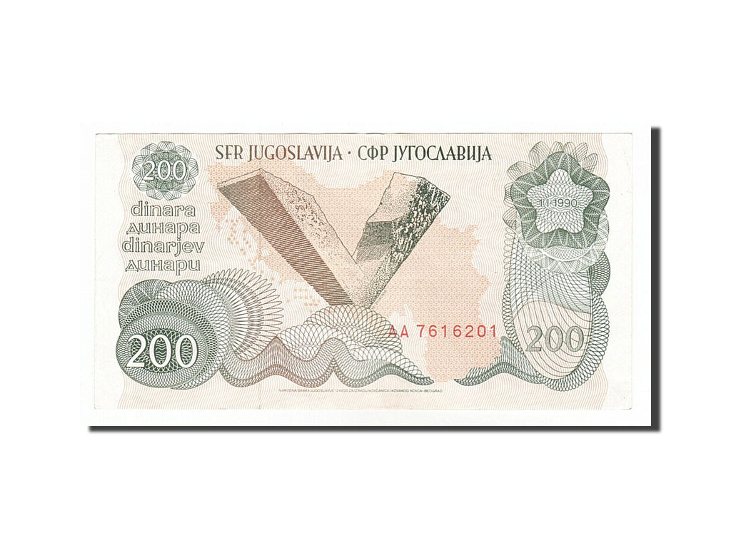 Yugoslavia, 200 Dinara, 1990, KM #102a, 1990-01-01, AU(55-58), AA7616201