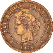Frankreich, Cérès, 5 Centimes, 1876, Paris, VF(20-25), Bronze, KM:821.1