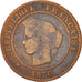 France, Cérès, 5 Centimes, 1876, Bordeaux, B+, Bronze, KM:821.2, Gadoury:157a