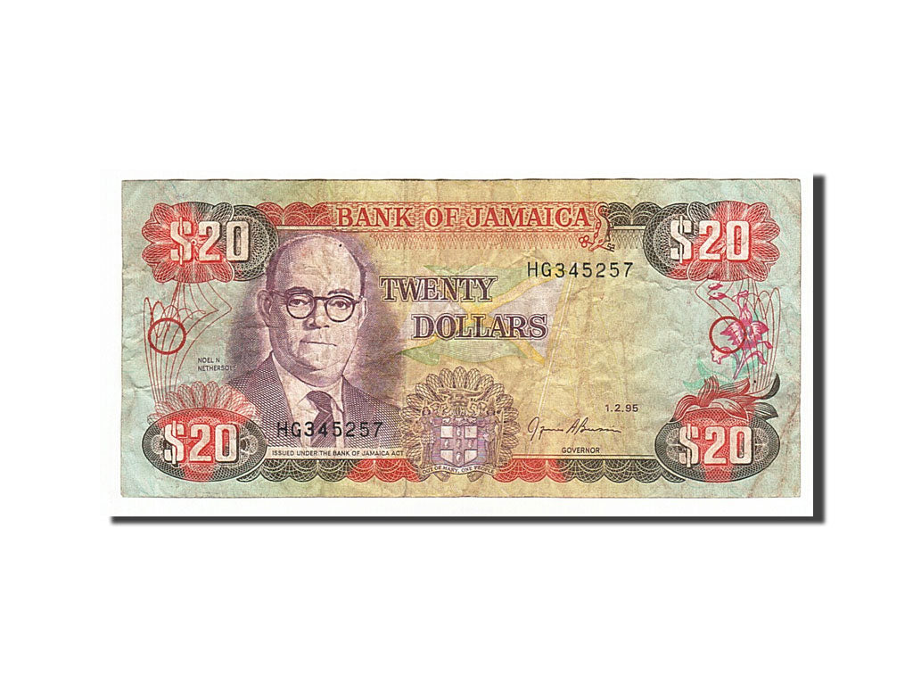Banknote, Jamaica, 20 Dollars, 1995, 1995-02-01, VF(30-35)