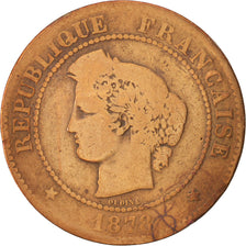 France, Cérès, 5 Centimes, 1878, Paris, VG(8-10), Bronze, KM:821.1, Gadoury157a