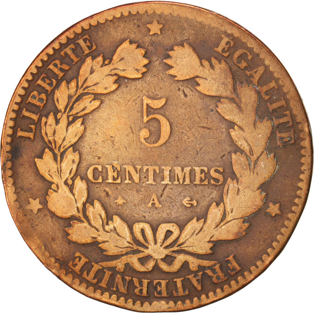 Moneta, Francia, Cérès, 5 Centimes, 1879, Paris, B, Bronzo, KM:821.1