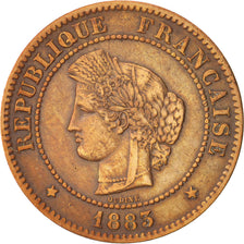 France, Cérès, 5 Centimes, 1883, Paris, EF(40-45), Bronze, KM:821.1, Gadoury157a