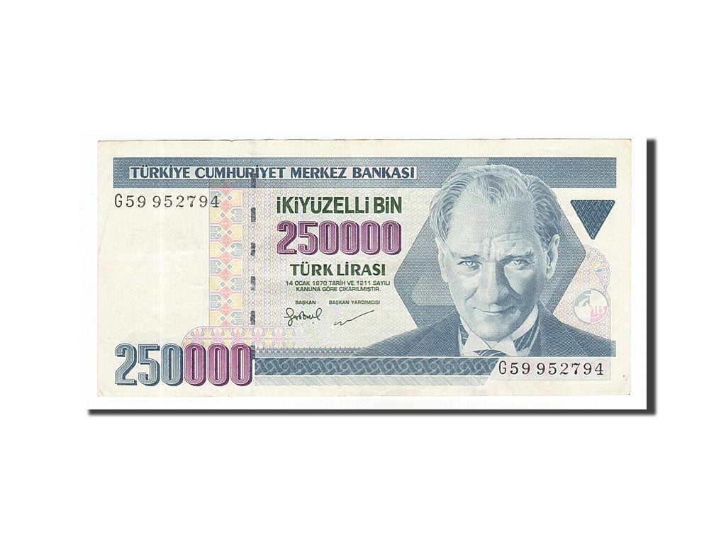Banknote, Turkey, 250,000 Lira, 1992, AU(55-58)
