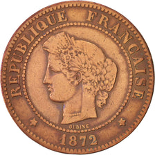 France, Cérès, 5 Centimes, 1872, Paris, EF(40-45), Bronze, KM:821.1, Gadoury157a
