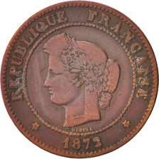 Francia, Cérès, 5 Centimes, 1872, Bordeaux, MB, Bronzo, KM:821.2, Gadoury:157a