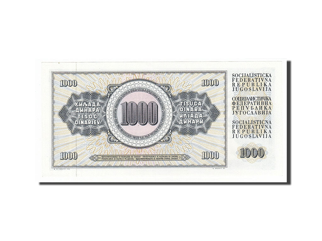 Yugoslavia, 1000 Dinara, 1978, KM #92c, 1978-08-12, UNC(65-70), AK8465916
