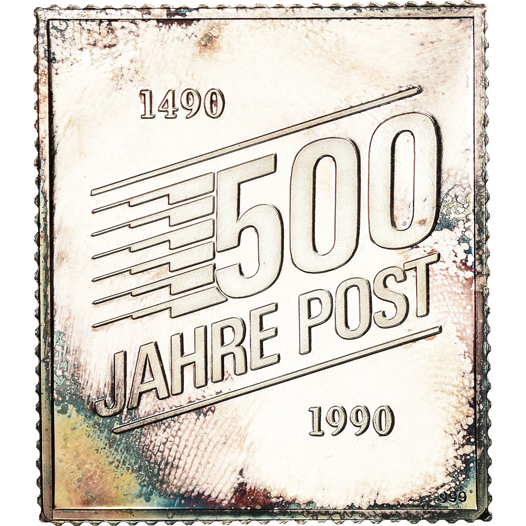 Germany, Medal, 500 Jahre Post, 100 Deutsche Bundespost, 1990, MS(63), Silver
