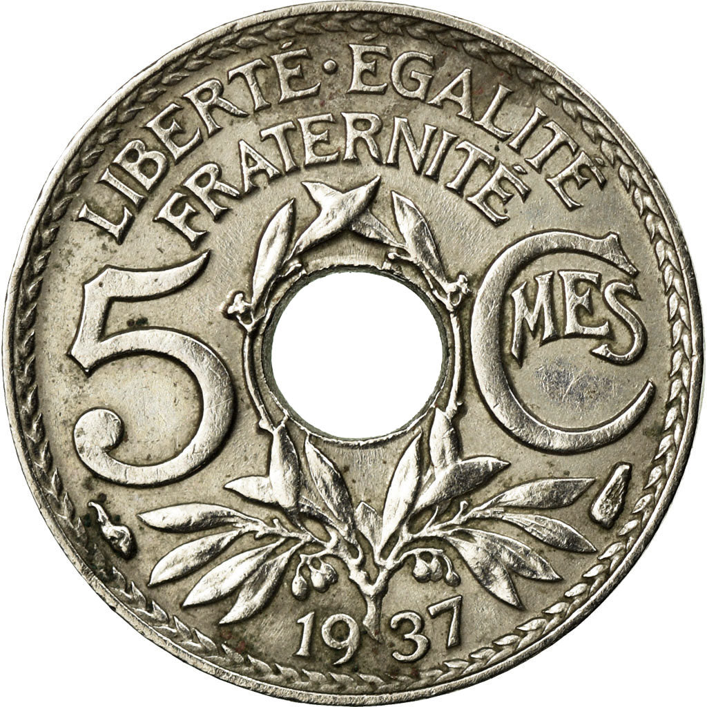 Coin, France, Lindauer, 5 Centimes, 1937, AU(55-58), Copper-nickel, KM:875