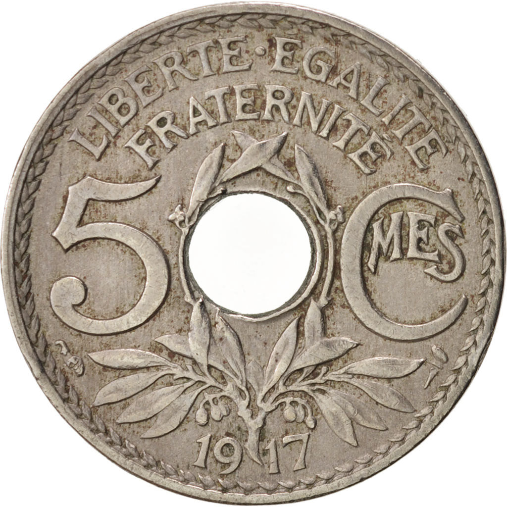 France, Lindauer, 5 Centimes, 1917, EF(40-45), Copper-nickel, KM:865, Gadoury169