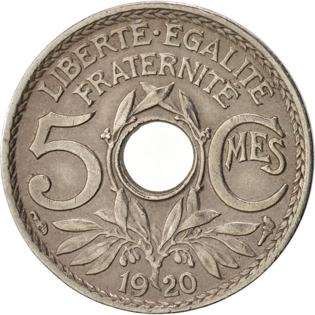 France, Lindauer, 5 Centimes, 1920, EF(40-45), Copper-nickel, KM:865, Gadoury169