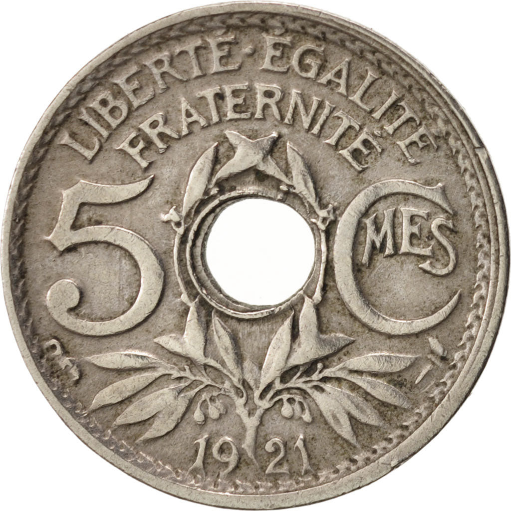 France, Lindauer, 5 Centimes, 1921, EF(40-45), Copper-nickel, KM:875, Gadoury170