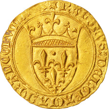 Charles VI, Ecu d'or 4th emission, Montpellier, AU(55-58), Gold, Duplessy:369C