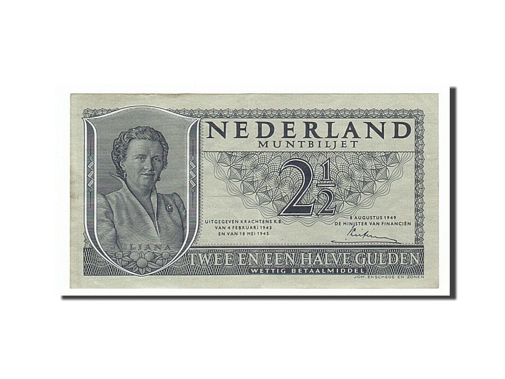 Netherlands, 2 1/2 Gulden, 1949, KM #73, 1949-08-08, AU(55-58), 1WS002744