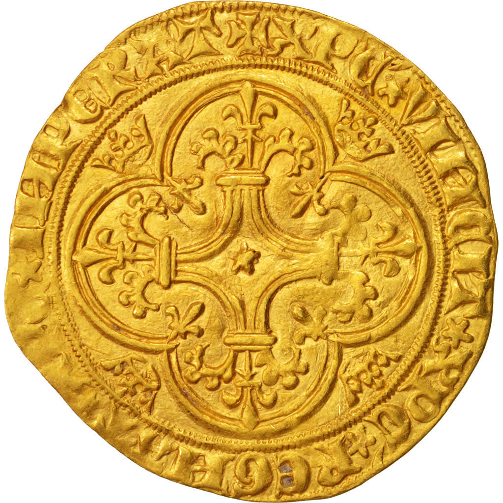 Charles VI, Ecu d'or 4th emission, Paris, AU(50-53), Gold, Duplessy:369C