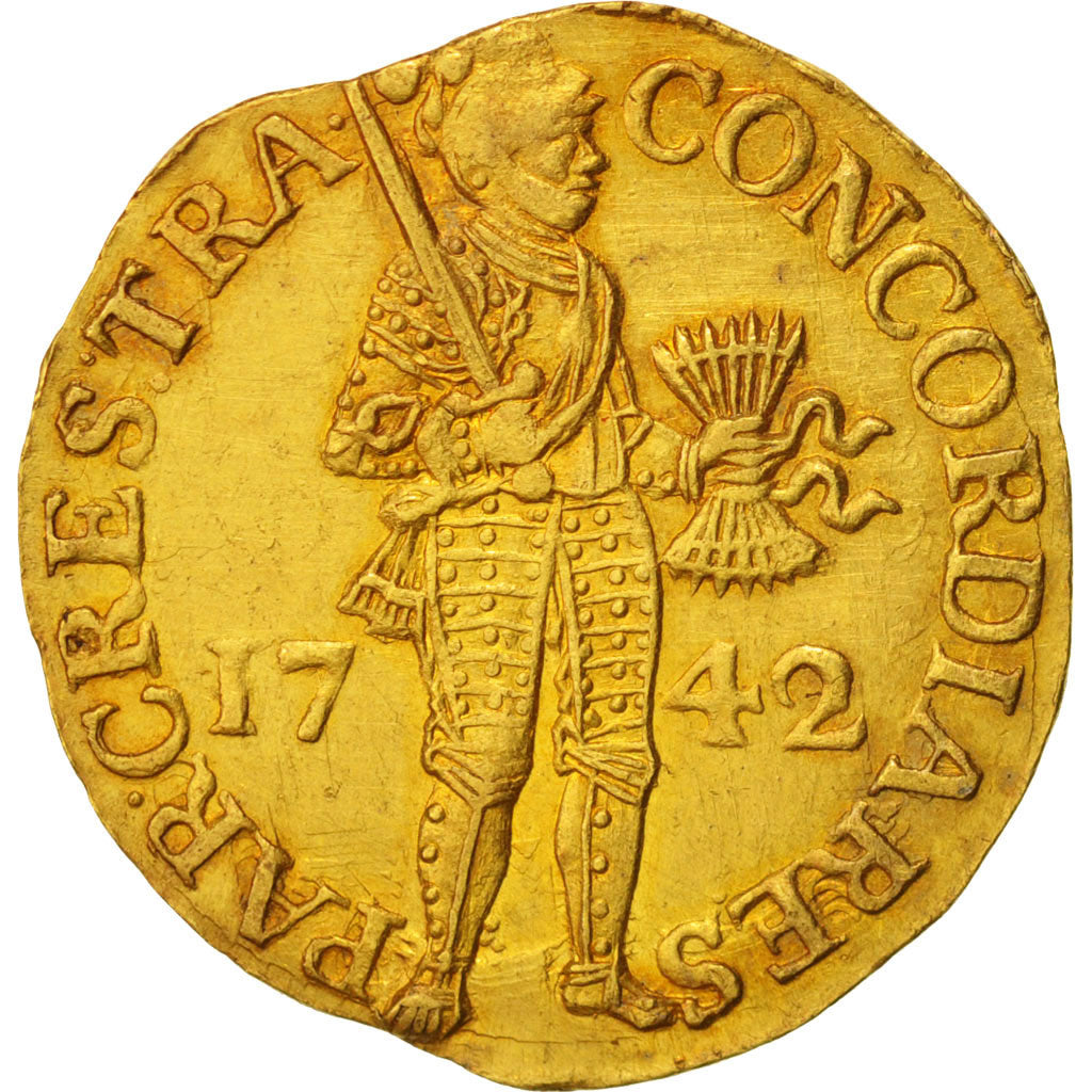 Netherlands, UTRECHT, Ducat, 1742, AU(55-58), Gold, KM:7.4