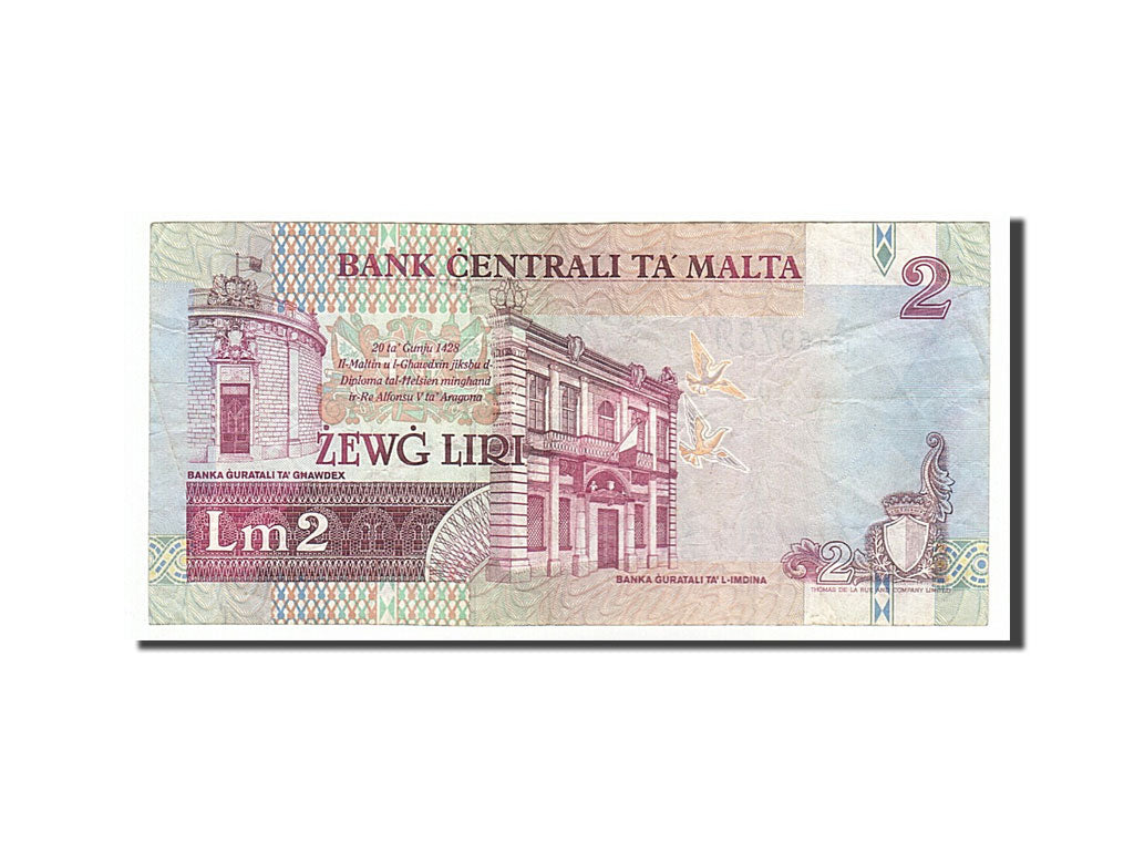 Banknote, Malta, 2 Liri, 1994, EF(40-45)