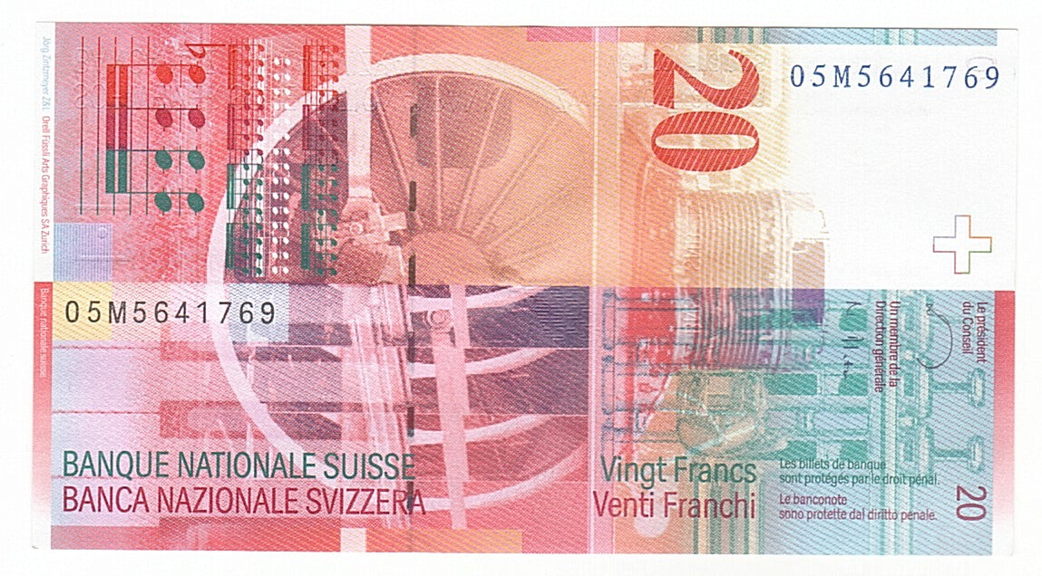 Banconote, Svizzera, 20 Franken, 2005, SPL
