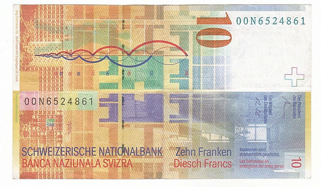 Switzerland, 10 Franken, 2000, KM #67a, AU(50-53), 00N6524861