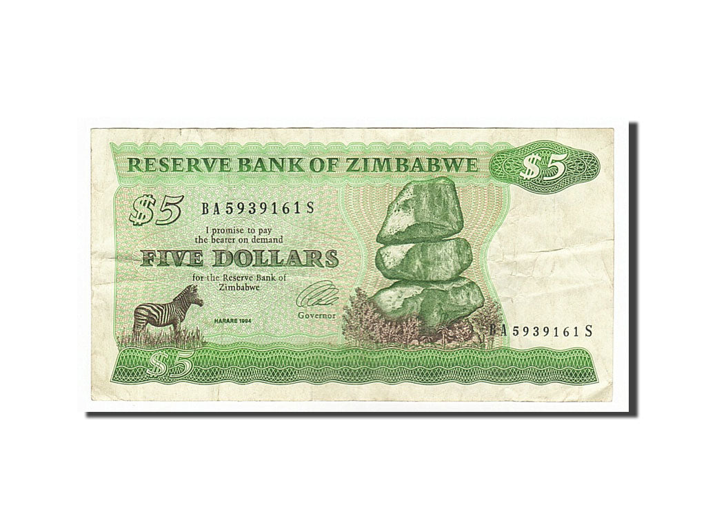Banknote, Zimbabwe, 5 Dollars, 1994, EF(40-45)