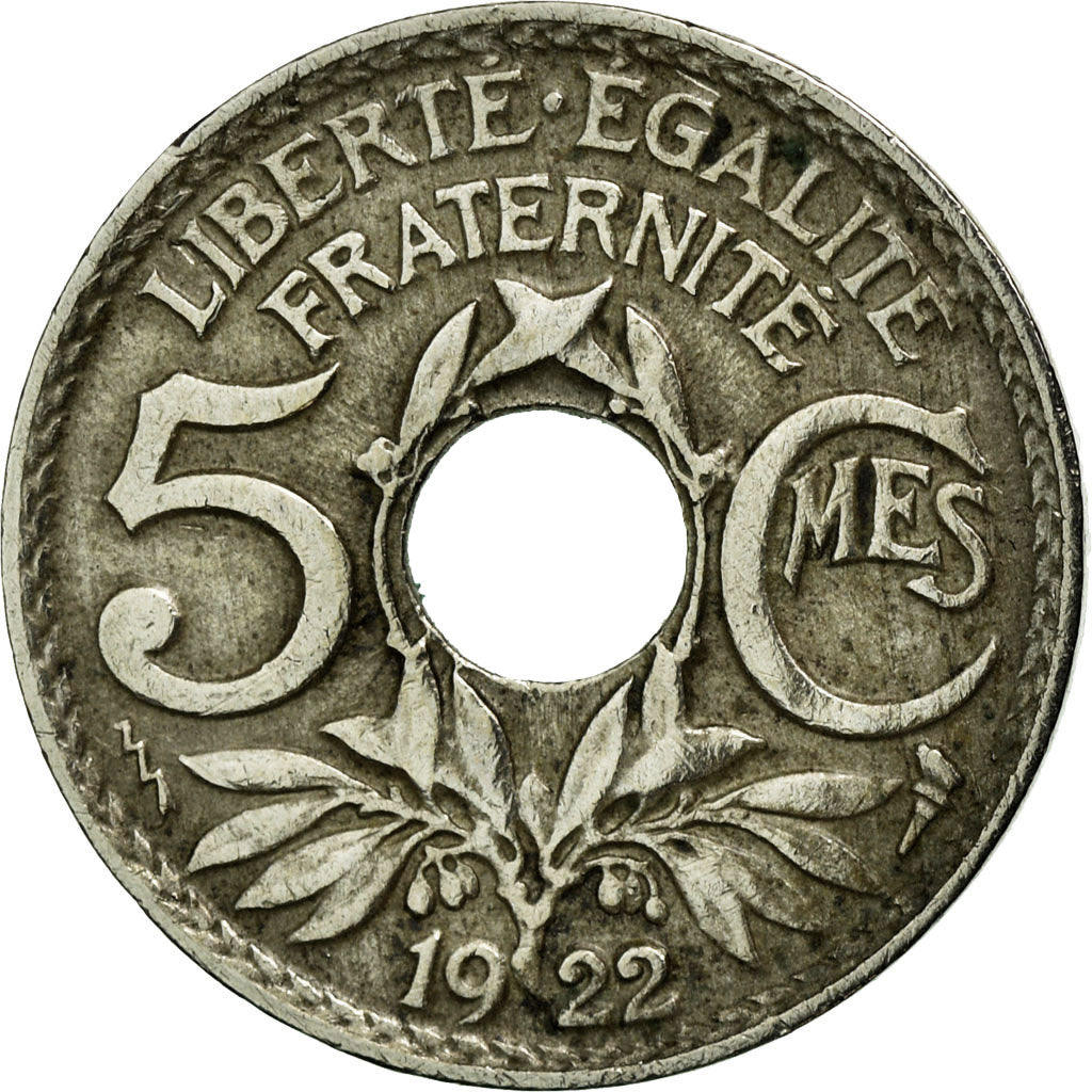 Coin, France, Lindauer, 5 Centimes, 1922, Poissy, EF(40-45), Copper-nickel
