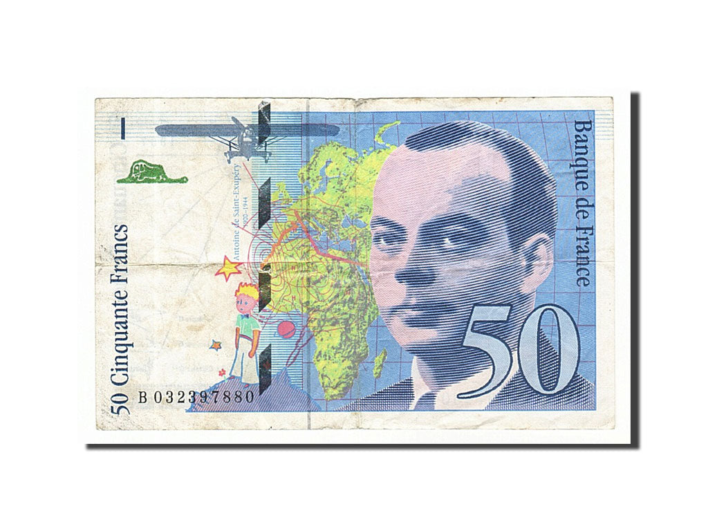 France, 50 Francs, 50 F 1992-1999 ''St Exupéry'', 1997, KM #157Ad, VF(30-35), B.