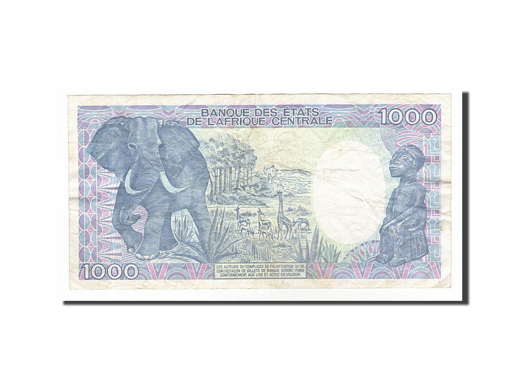 Gabon, 1000 Francs, 1991, KM #10b, 1991-01-01, VF(30-35), L.11