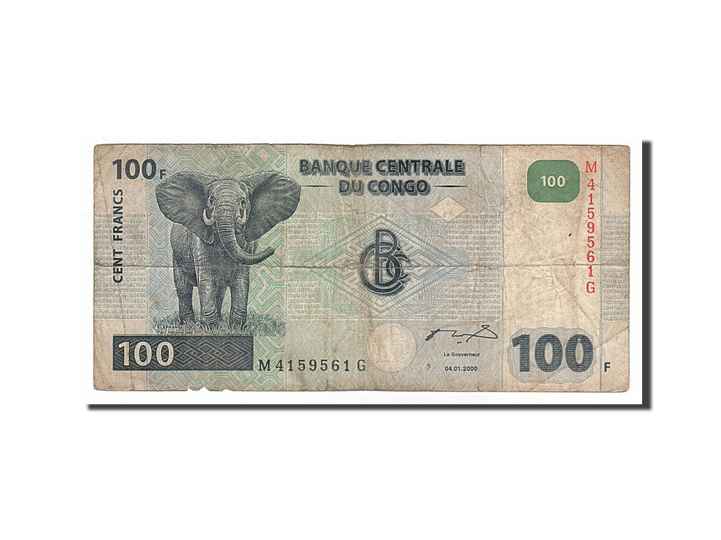 Congo Democratic Republic, 100 Francs, 2000, KM #92a, 2000-01-04, VF(20-25),...