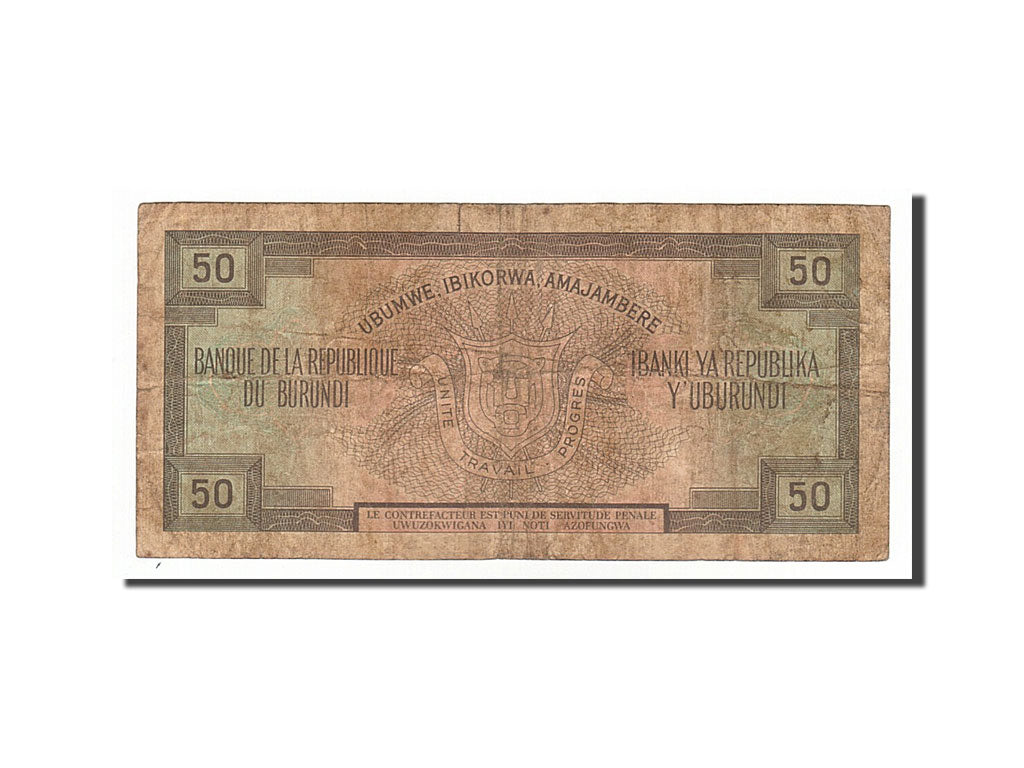 Burundi, 50 Francs, 1988, KM #28c, 1988-05-01, VF(20-25), AX776290