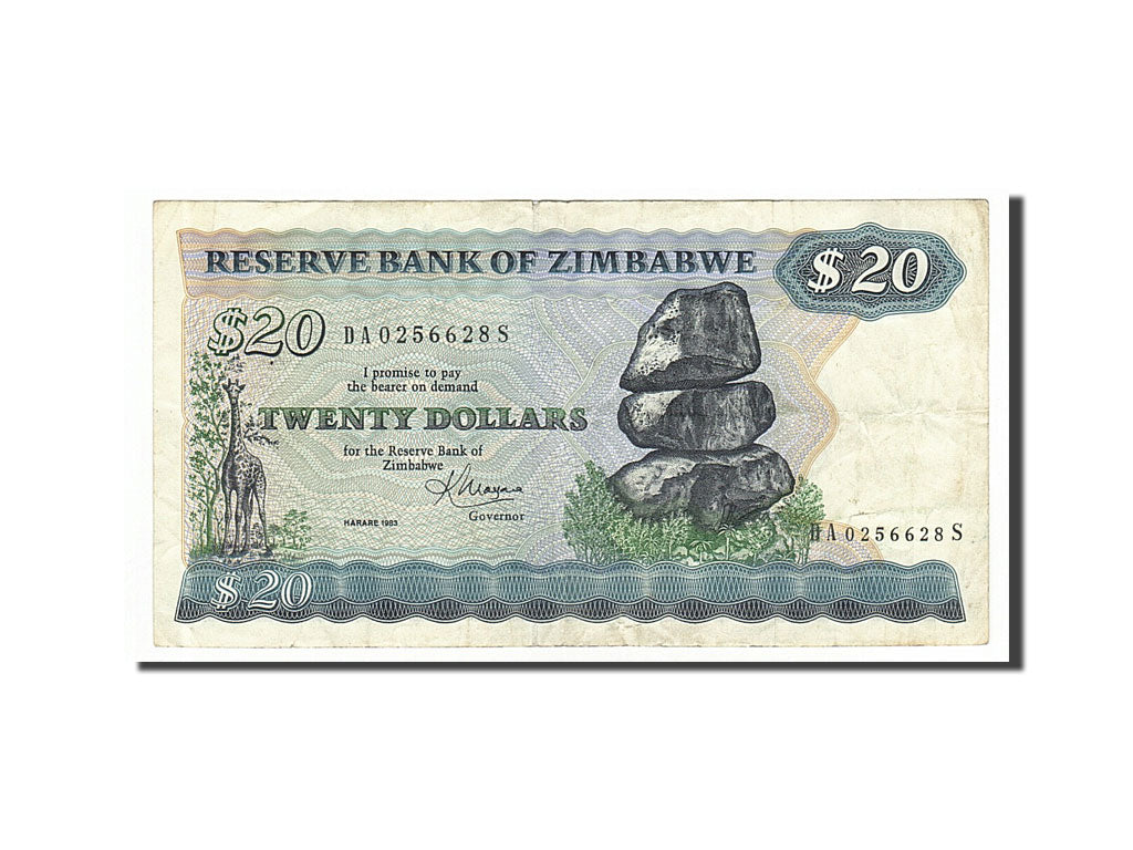 Zimbabwe, 20 Dollars, 1983, KM #4c, EF(40-45), DA0256628S