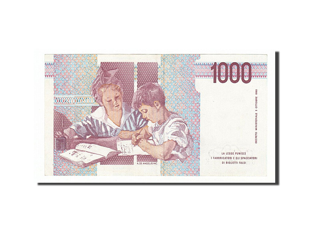 Banknote, Italy, 1000 Lire, 1990, AU(55-58)