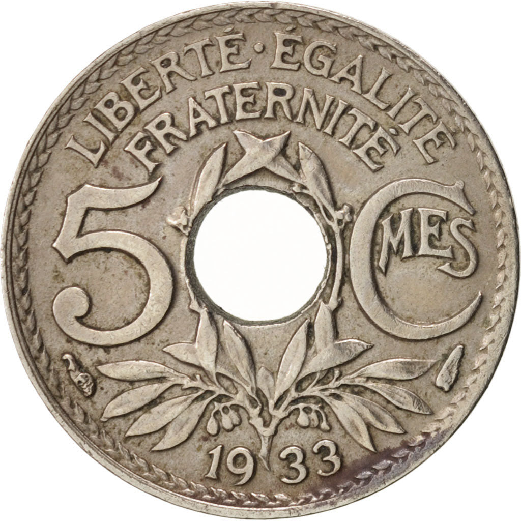 France, Lindauer, 5 Centimes, 1933, EF(40-45), Copper-nickel, KM:875, Gadoury170