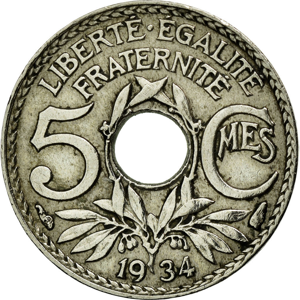 Coin, France, Lindauer, 5 Centimes, 1934, EF(40-45), Copper-nickel, KM:875