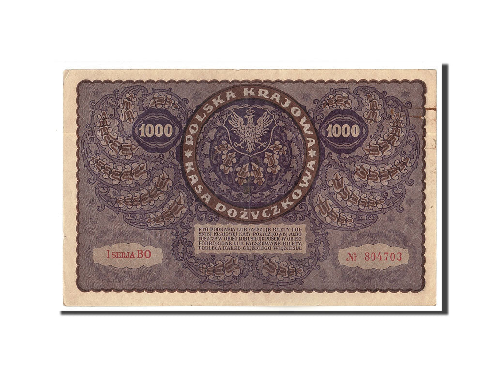 Banknote, Poland, 1000 Marek, 1919, 1919-08-23, AU(50-53)