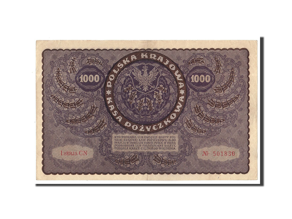 Banknote, Poland, 1000 Marek, 1919, 1919-08-23, AU(55-58)