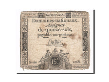 Geldschein, Frankreich, 15 Sols, 1792, SGE+, KM:A65, Lafaurie:160