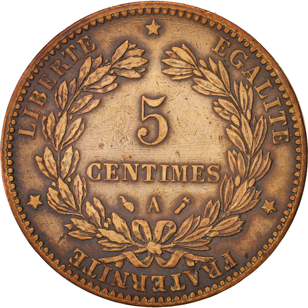France, Cérès, 5 Centimes, 1890, Paris, EF(40-45), Bronze, KM:821.1, Gadoury157a