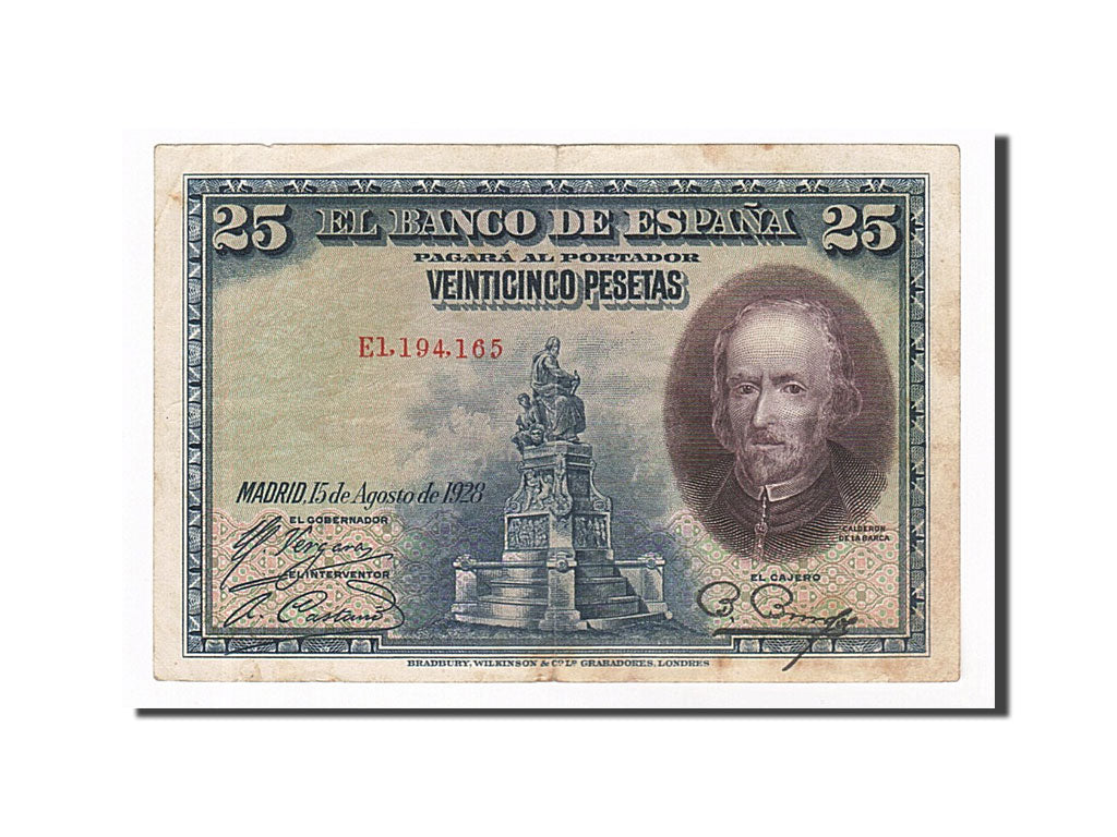 Banknote, Spain, 25 Pesetas, 1928, 1928-08-15, EF(40-45)