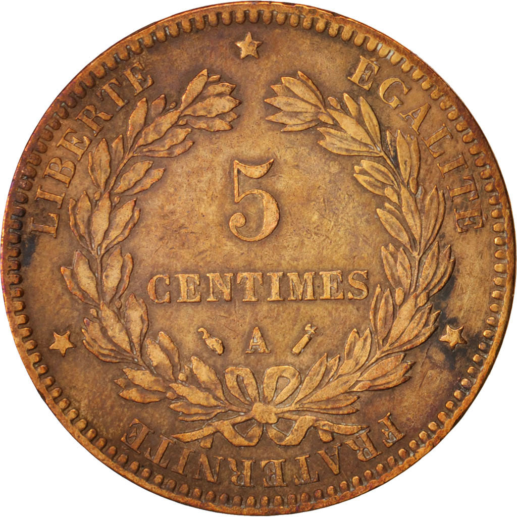 France, Cérès, 5 Centimes, 1893, Paris, EF(40-45), Bronze, KM:821.1, Gadoury157a