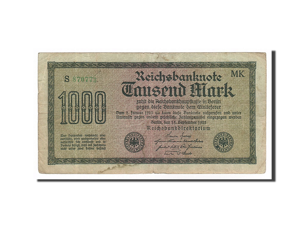 Banknote, Germany, 1000 Mark, 1922, 1922-09-15, F(12-15)