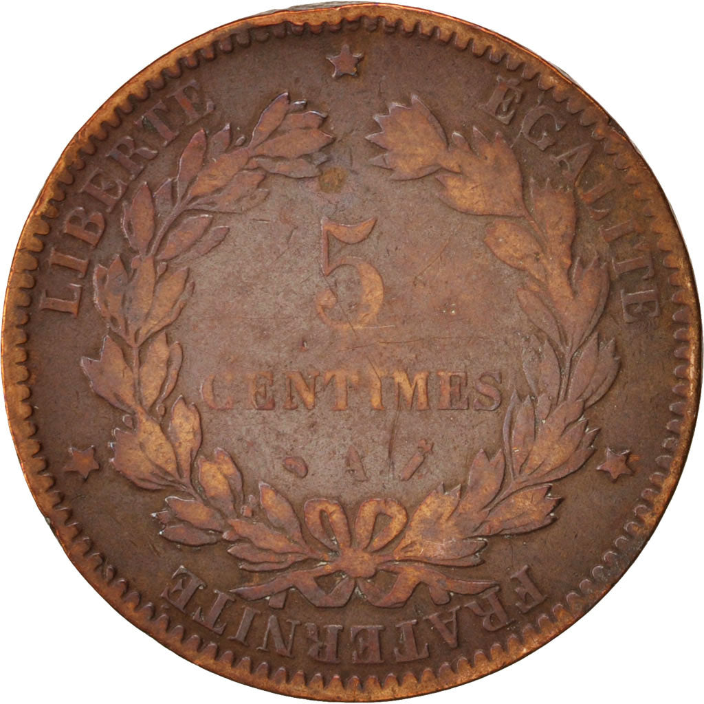 Moneta, Francia, Cérès, 5 Centimes, 1896, Paris, MB, Bronzo, KM:821.1