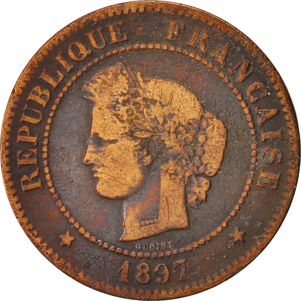 Coin, France, Cérès, 5 Centimes, 1897, Paris, VF(20-25), Bronze, KM:821.1